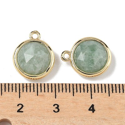 Natural Green Aventurine Faceted Flat Round Charms G-U028-03G-08-1