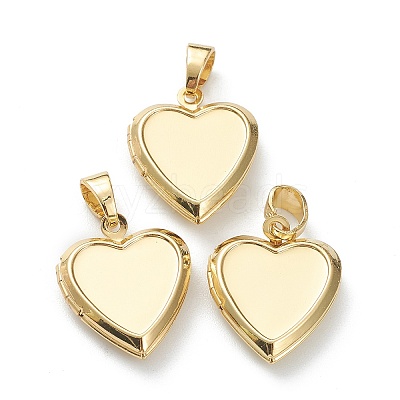 Brass Locket Pendants X-KK-P199-12G-1