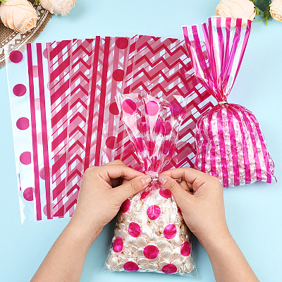 100Pcs 4 Styles Rectangle Plastic Candy Bags ABAG-WH20013-19E-1