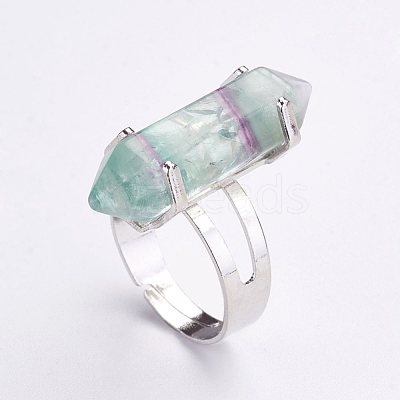 Natural Fluorite Finger Rings X-RJEW-P120-A04-1