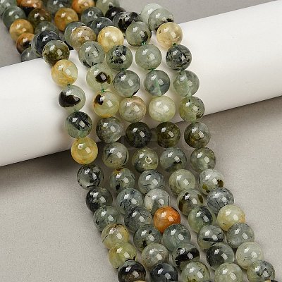 Natural Prehnite Beads Strands G-P322-48-10mm-01-1