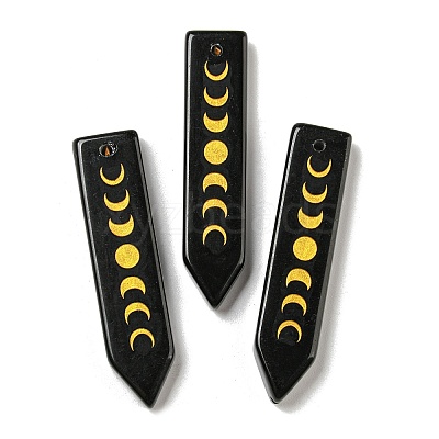 Natural Obsidian Moon Phase Pendants LS-G-C145-01C-1