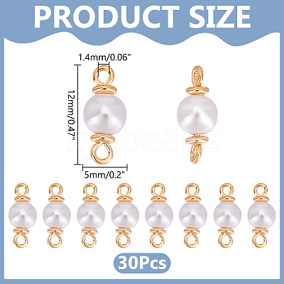 30Pcs ABS Plastic Imitation Pearl Round Connector Charms KK-WR0001-32-1