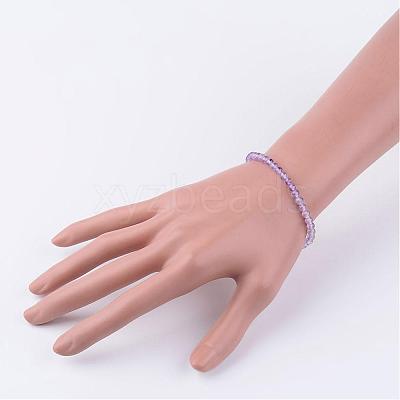 Natural Amethyst Beaded Stretch Bracelets BJEW-JB02459-09-1