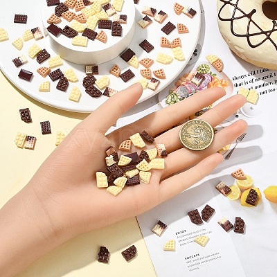120Pcs 6 Styles Luminous Resin Imitation Chocolate Decoden Cabochons RESI-YW0004-72-1