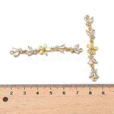 Brass Pave Clear Cubic Zirconia Connector Charms X-KK-Z139-12G-03-1