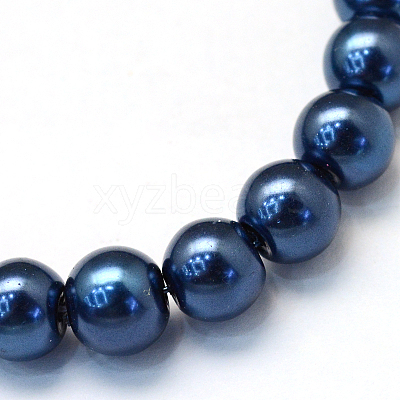 Baking Paint Pearlized Glass Pearl Round Bead Strands X-HY-Q003-10mm-15-1