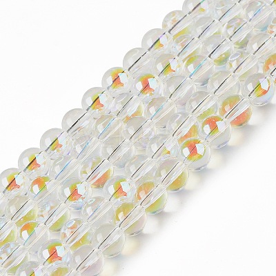 Transparent Electroplate Glass Beads Strands EGLA-I015-01B-1