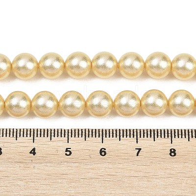 Frosted Glass Pearl Beads Strands GLAA-A044-08A-03-1