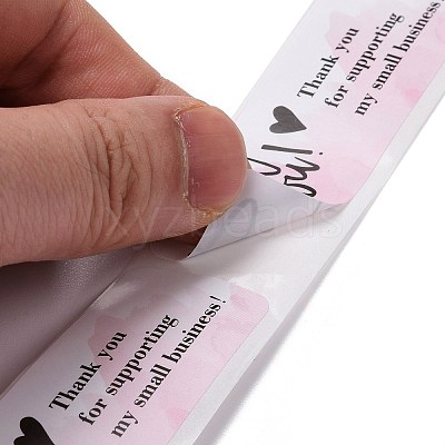 Pink Rectangle Paper Thank You Stickers DIY-C042-07C-1