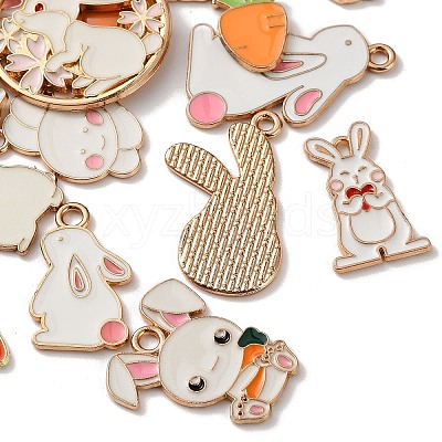 Alloy Enamel Rabbit Pendants ENAM-B039-02G-1