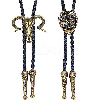 2Pcs 2 Style Imitation Leather Cords Bolo Ties NJEW-GF0001-08-1