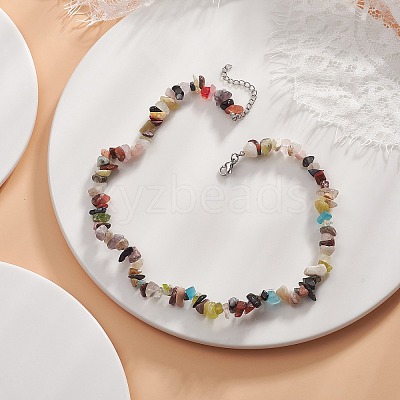 Mixed Gemstone Chips Beads Necklaces NJEW-JN04275-03-1