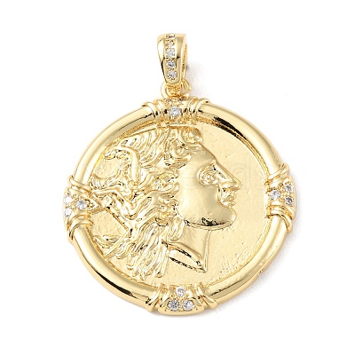 Brass Micro Pave Cubic Zirconia Pendants X-KK-P233-07G-1