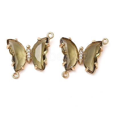 Brass Pave Faceted Glass Connector Charms X-FIND-Z020-04S-1