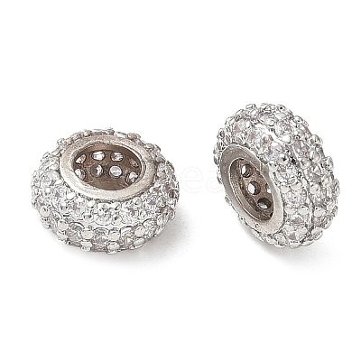 Brass Micro Pave Cubic Zirconia European Beads X-KK-A254-03B-P-1