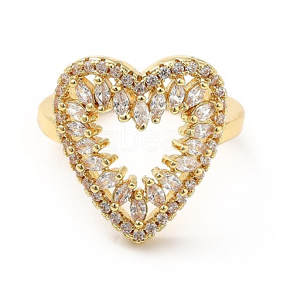 Brass Cubic Zirconia Cuff Ring KK-H433-05G-1