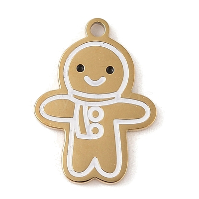 Christmas Theme Ion Plating(IP) 304 Stainless Steel Enamel Pendants STAS-Z083-07G-01-1
