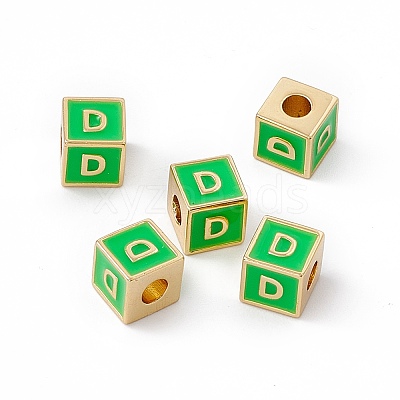 Rack Plating Brass Enamel Beads KK-B060-04G-02D-1