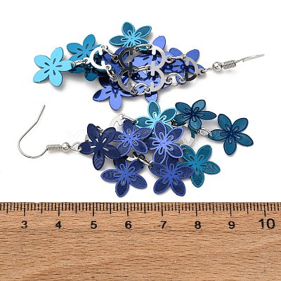 430 Stainless Steel Flower Dangle Earrings EJEW-A137-07P-04-1