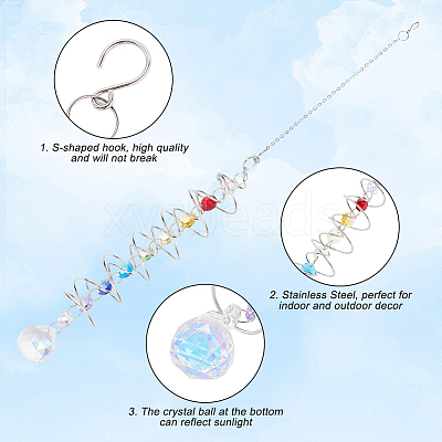 Glass Round Suncatchers Hanging Ornaments HJEW-WH20012-01-1