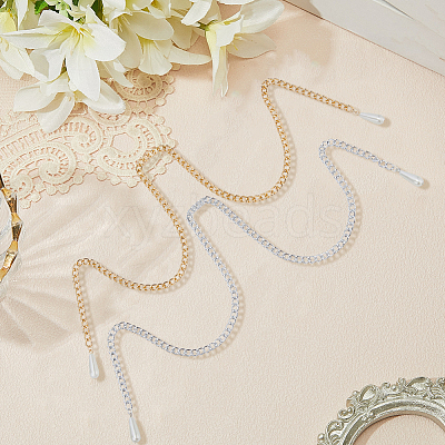 2Pcs 2 Colors Alloy Twisted Nose Chains Face Chains with Teardrop Plastic Imitation Pearl PURS-CY0001-01-1