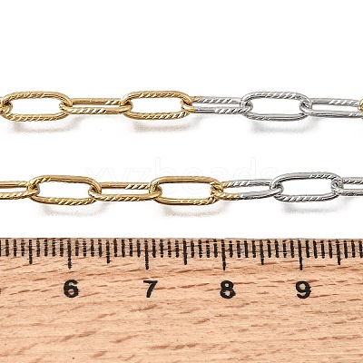 4MM Two Tone 304 Stainless Steel Textured Paperclip Chain Necklaces for Man and Women SA-CBAB767-10GP-1