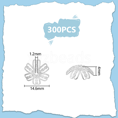 300Pcs 304 Stainless Steel Beads Cap STAS-UN0056-66-1
