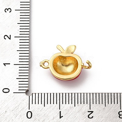Brass Red Enamel Connector Charms KK-I276-13G-02-1