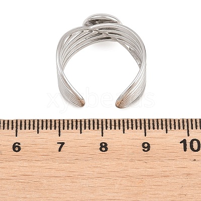 304 Stainless Steel Open Cuff Ring Components STAS-F366-06A-P-1