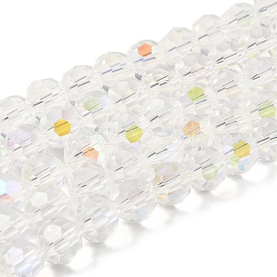 Electroplate Transparent Glass Beads Strands X-EGLA-A035-T10mm-L19-1