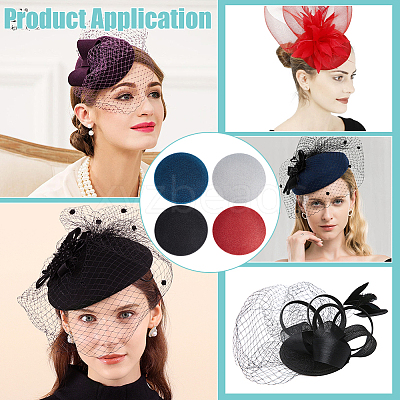 4Pcs 4 Colors EVA Cloth Round Fascinator Hat Base for Millinery Magic FIND-BC0014-33-1