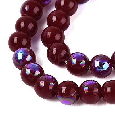 Electroplate Opaque Glass Beads Strands EGLA-Q132-6MM-01C-08-1