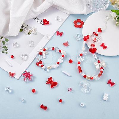 150 Pieces Random Rose Acrylic Beads Bear Pastel Spacer Beads Butterfly Loose Beads for Jewelry Keychain Phone Lanyard Making JX543H-1