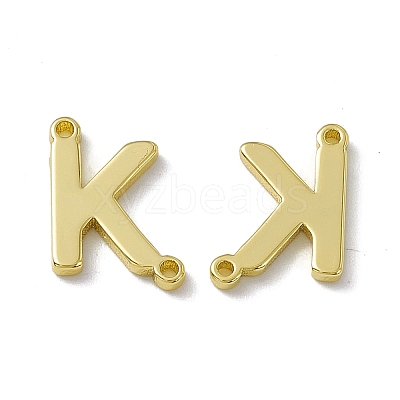 Rack Plating Brass Letter Connector Charms KK-C007-38G-K-1