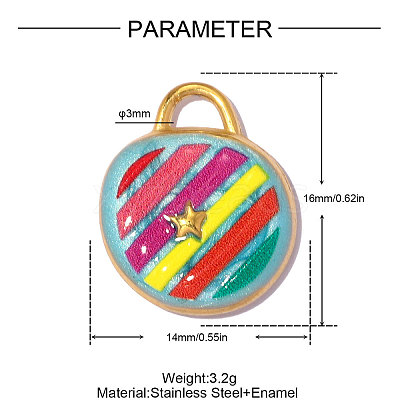 304 Stainless Steel Enamel Pendants STAS-OY014-23G-1