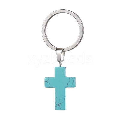 Dyed Synthetic Turquoise Keychains KEYC-JKC00729-05-1
