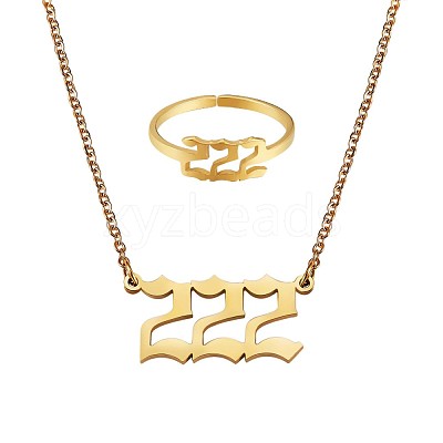 Number Pendant Necklace & Open Cuff Ring JX196A-1