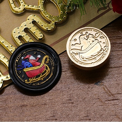 Christmas Series Wax Seal Brass Stamp Head LS-AJEW-M037-01G-10-1