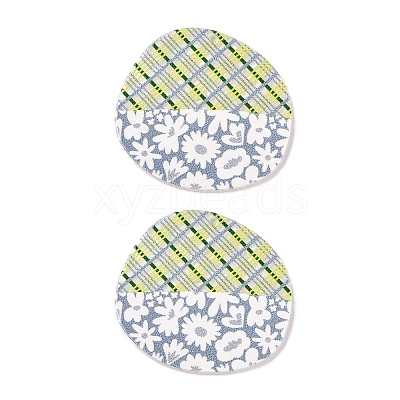 Plaid Theme Printed Acrylic Pendants OACR-T028-05C-1