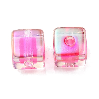 UV Plating Transparent Acrylic European Beads OACR-F004-10B-1