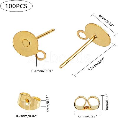 304 Stainless Steel Stud Earring Settings STAS-UN0007-11G-1