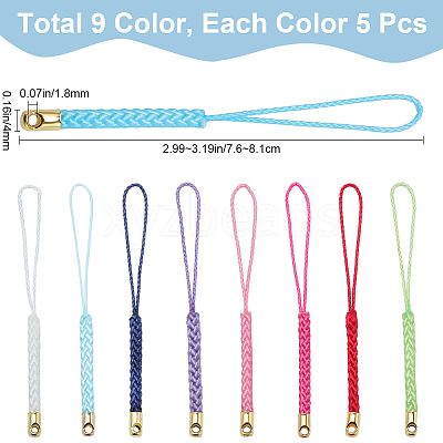 45Pcs 9 Colors Polyester Cord Mobile Straps FIND-GF0006-44-1