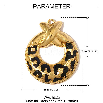 304 Stainless Steel Enamel Pendants STAS-OY006-32G-1
