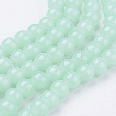 Imitation Jade Glass Beads Strands DGLA-S076-8mm-20-1