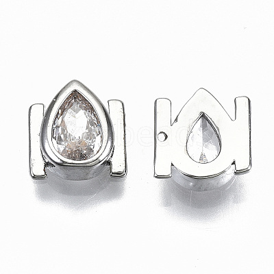 Brass Micro Pave Clear Cubic Zirconia Cabochons KK-S061-51P-NR-1