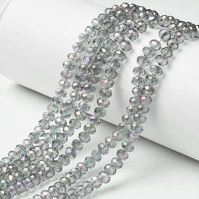 Electroplate Transparent Glass Beads Strands EGLA-A034-T6mm-G04-1