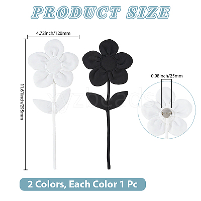 2Pcs 2 Colors Polyester & Cotton Flower Lapel Pins for Clothes JEWB-CY0001-05-1