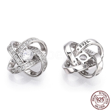 Rhodium Plated 925 Sterling Silver Micro Pave Cubic Zirconia Charms STER-T004-63P-1