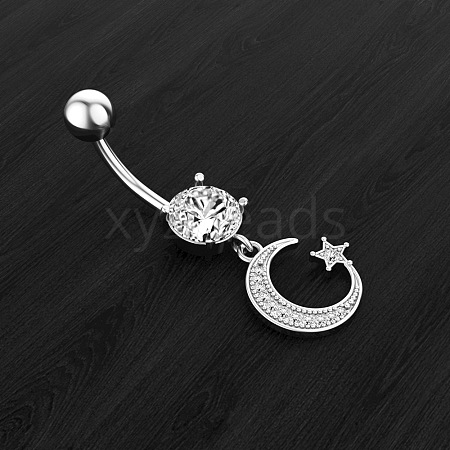 Moon and Star 304 Stainless Steel Belly Rings WG8A92B-01-1